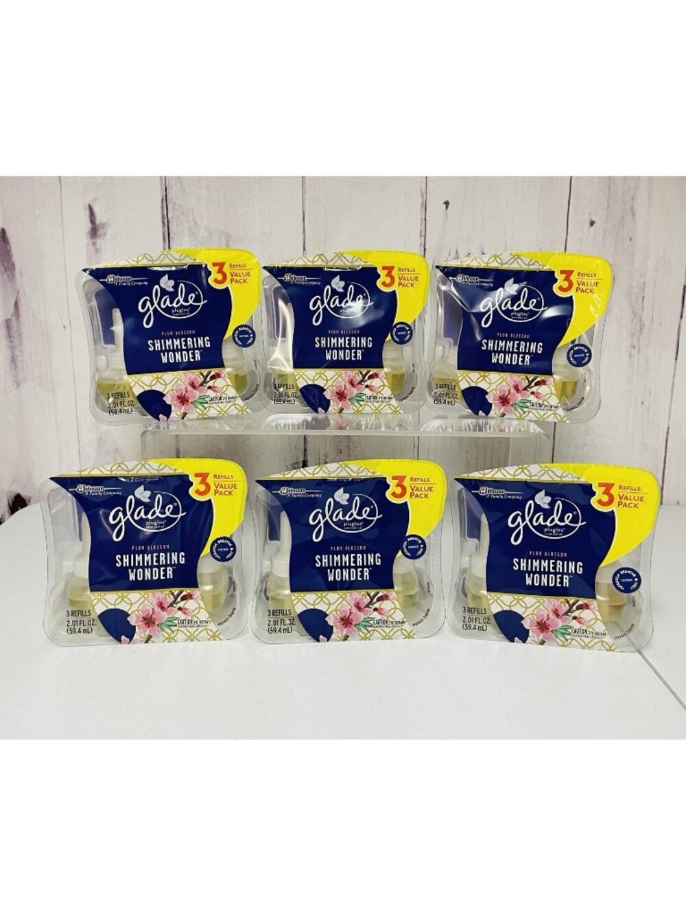 18 Glade Plugins SHIMMERING WONDER Plum Blossom Scented Oil Refills